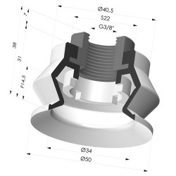 Ventosa 1.5 Fuelles Serie 8R Ø 50MM