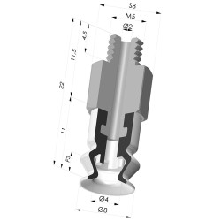 Ventosa 1.5 Fuelles Serie 8SB Ø 8MM con inserto