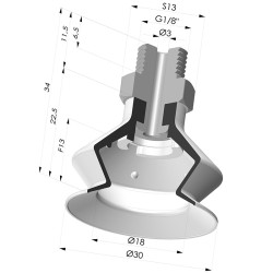 Ventosa 1.5 Fuelles Serie 8SB Ø 30MM con insierto