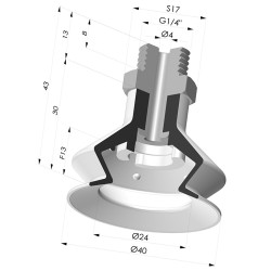 Ventosa 1.5 Fuelles Serie 8SB Ø 40MM con insierto