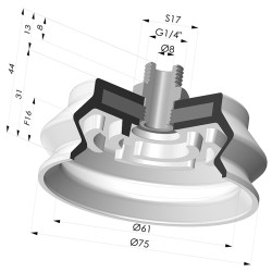 Ventosa 1.5 Fuelles Serie 8SB Ø 75MM con insierto