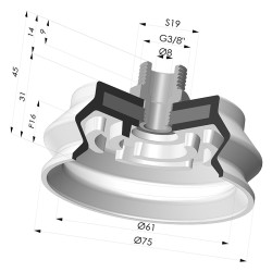 Ventosa 1.5 Fuelles Serie 8SB Ø 75MM con insierto