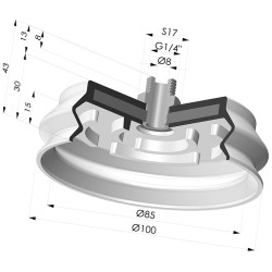 Ventosa 1.5 Fuelles Serie 8SB Ø 100MM con insierto