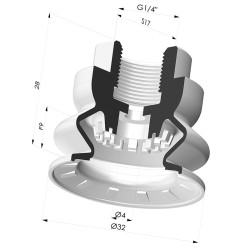 Ventosa  1.5 Fuelles Serie 8R Ø 32MM