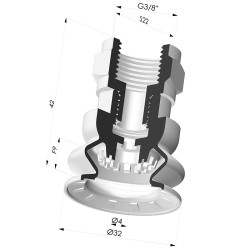 Ventosa 1.5 Fuelles Serie 8R Ø 32MM