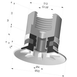Ventosa plana Serie 90 Ø 22MM