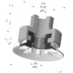 Ventosa Plana Serie 90 Ø 22MM