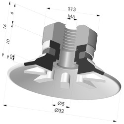 Ventosa Plana Serie 9 Ø 31.8MM