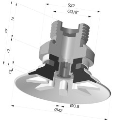 Ventosa Plana Serie 9 Ø 42.3MM