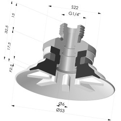 Ventosa Plana Serie 9 Ø 53MM