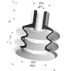 Ventosa 2.5 fuelles Serie 8 de 2,5 mm de Ø 50 mm