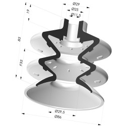 Ventosa 2.5 Fuelles Serie 8 Ø 85,8MM