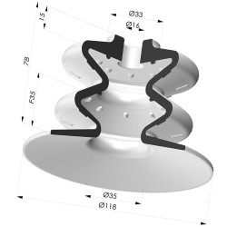 Ventosa 2,5 Fuelles Serie 2, Ø 118 MM