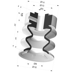 Ventosa 2.5 Fuelles Serie 8TR Ø 18.1MM-Con agujero