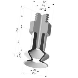 Ventosa 1.5 Fuelles Serie 91 Ø 9,2MM