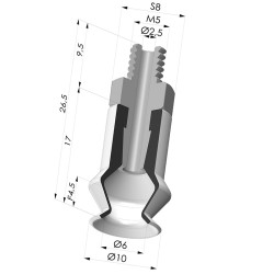 Ventosa 1.5 Fuelles Serie 91 Ø 10,2MM