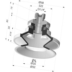 Ventosa 1.5 Fuelles Serie 91 Ø 50MM