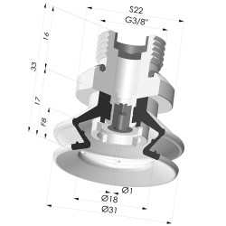 Ventosa 1.5 Fuelles Serie 97B Ø 31MM