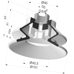 Ventosa  1.5 Fuelles Serie 97B Ø 100MM