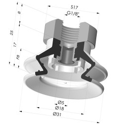 Ventosa 1.5 Fuelles Serie 97C Ø 31MM