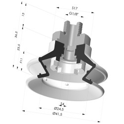 Ventosa 1.5 Fuelles Serie 97C Ø 41.4MM