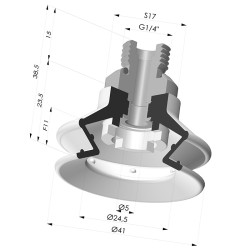 Ventosa 1.5 Fuelles Serie 97C Ø 41.4MM