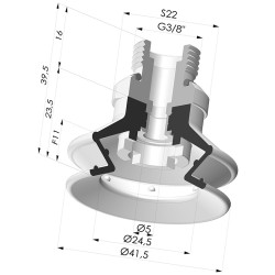 Ventosa 1.5 Fuelles Serie 97C Ø 41.4MM