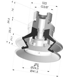 Ventosa 1.5 Fuelles Serie 97C Ø 41.4MM