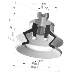 Ventosa 1.5 Fuelles Serie 97C Ø 52.5MM