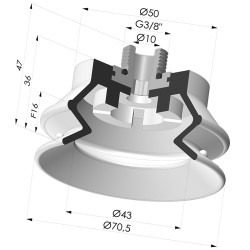 Ventosa  1.5 Fuelles Serie 97C Ø 70MM