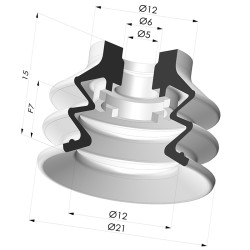 Ventosa 2.5 Fuelles Serie 96B Ø 20MM