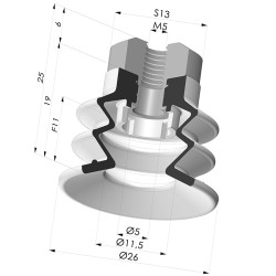 Ventosa 2.5 Fuelles Serie 96B Ø 25MM