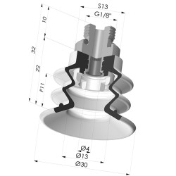 Ventosa 2.5 Fuelles Serie 96B Ø 30MM