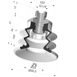 Ventosa 2.5 Fuelles Serie 96B Ø 50MM