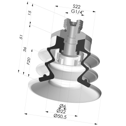 Ventosa 2.5 Fuelles Serie 96B Ø 50MM