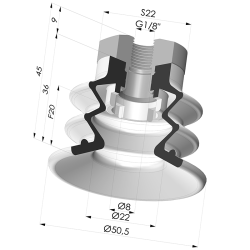 Ventosa 2.5 Fuelles Serie 96B Ø 50MM