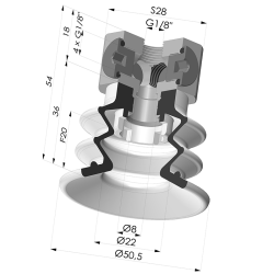 Ventosa 2.5 Fuelles Serie 96B Ø 50MM