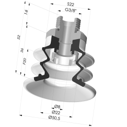Ventosa 2.5 Fuelles Serie 96B Ø 50MM