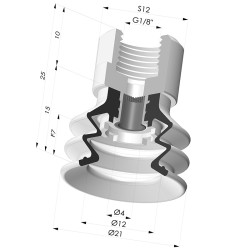 Ventosa 2.5 Fuelles Serie 96C Ø 20MM