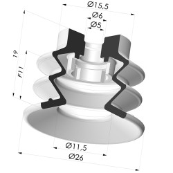 Ventosa 2.5 Fuelles Serie 96C Ø 25MM
