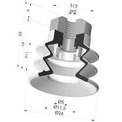 Ventosa 2.5 Fuelles Serie 96C Ø 25MM