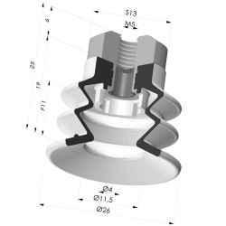 Ventosa 2.5 Fuelles Serie 96C Ø 25MM