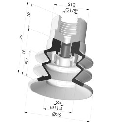 Ventosa 2.5 Fuelles Serie 96C Ø 25MM