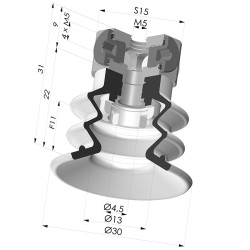 Ventosa 2.5 Fuelles Serie 96C Ø 40MM