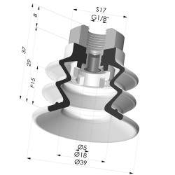Ventosa 2.5 Fuelles Serie 96C Ø 40MM