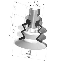 Ventosa 2.5 Fuelles Serie 96C Ø 40MM
