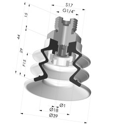 Ventosa 2.5 Fuelles Serie 96C Ø 40MM