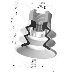 Ventosa 2.5 Fuelles Serie 96C Ø 50MM