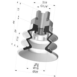 Ventosa 2.5 Fuelles Serie 96C Ø 50MM