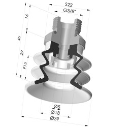 Ventosa 2.5 Fuelles Serie 96C Ø 40MM